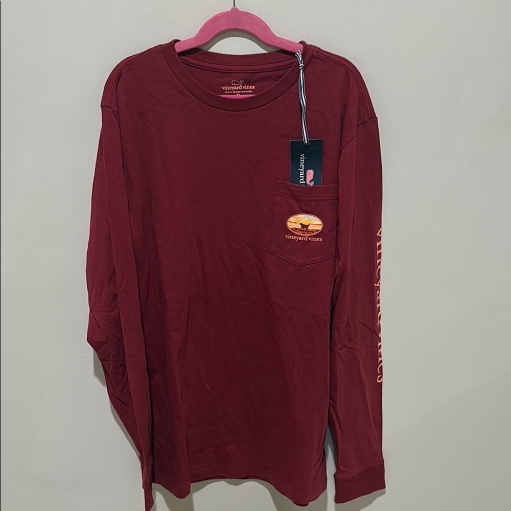 Vineyard Vines Red Long Sleeve Tee Casual Comfort